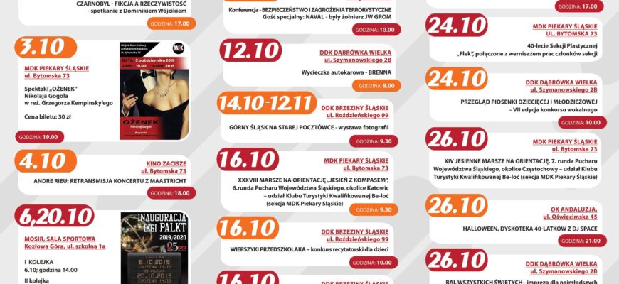 Plan październikowych wydarzeń kulturalnych